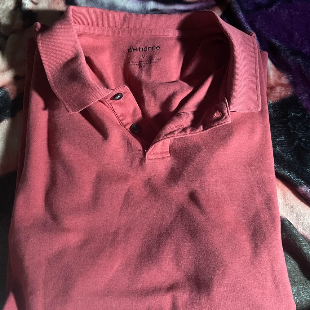 Claiborne Pink Polo Shirt Classic Short Sleeve